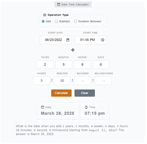 Date & Time Calculators .